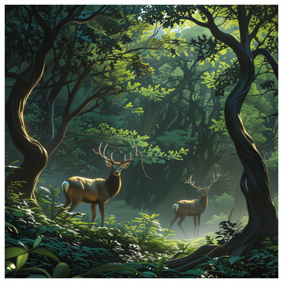 Deer In Forest Bedding Deer, couvre-lit, faune