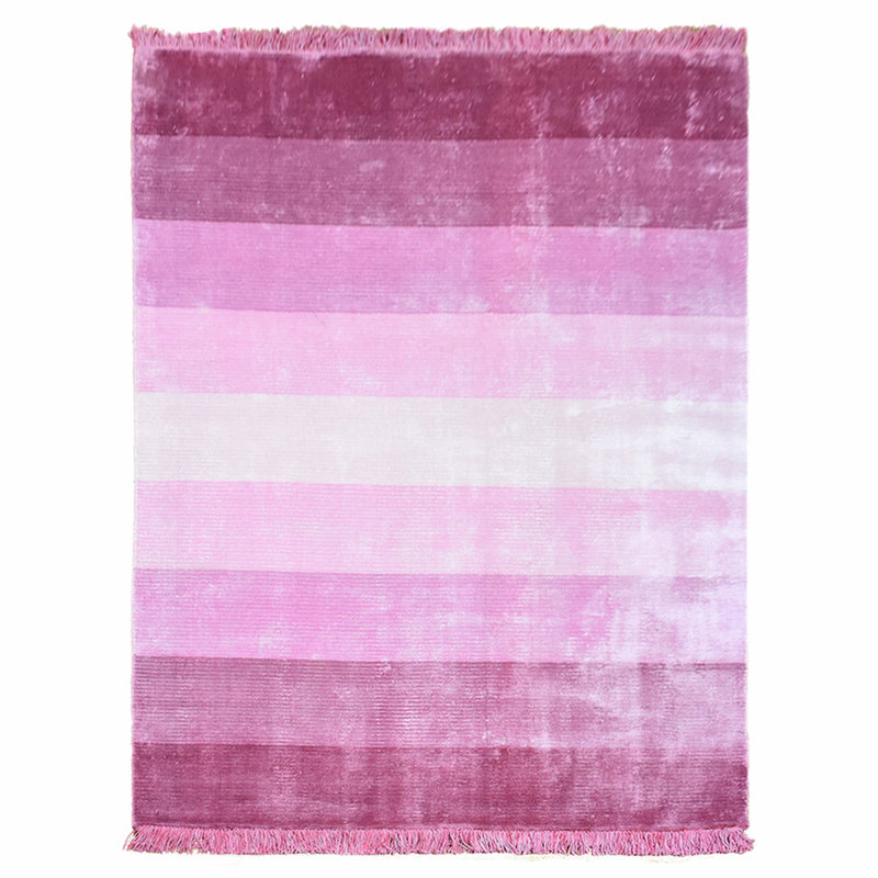 Hand Woven Silk & Viscose Contemporary Pink Rectangle Indoor Area Rug