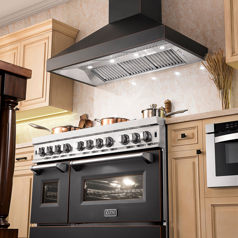 30" 400 CFM Convertible Wall Mount Range Hood, Oil-Rubbed Bronze, 30" W