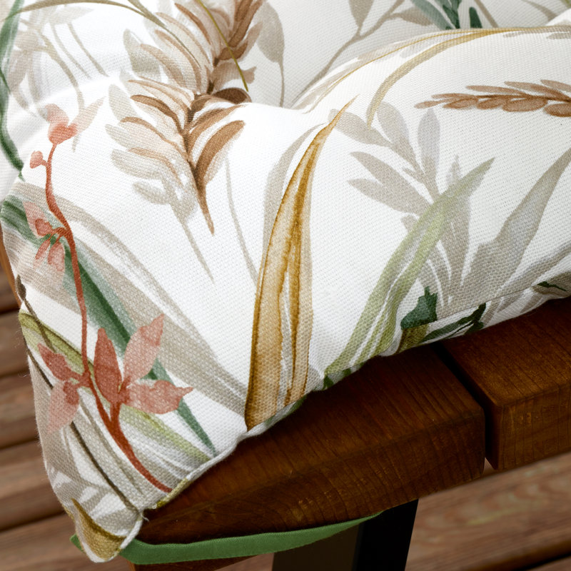 Ornamental Grasses Shower Proof Outdoor Cotton 3 Seater Bench Cushion