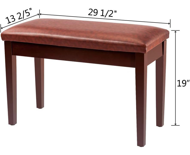 Leather-Top Piano Bench With Storage, 29.5"X13.8"X19", Brown