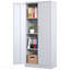 Armoire de rangement en métal 71 po H, armoire verrouillable en acier à outils blanc avec portes et 3 tablettes réglables, armoires hautes pour systèmes de rangement de garage-10996308