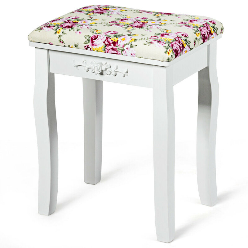 Tabouret de coiffeuse Nyla, Blanc
