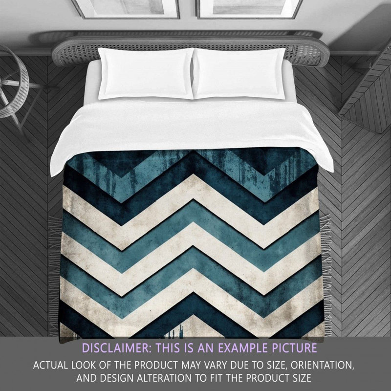 Checkered Comforter, Twin Extra Long Comforter, Blue/Silver Chevron