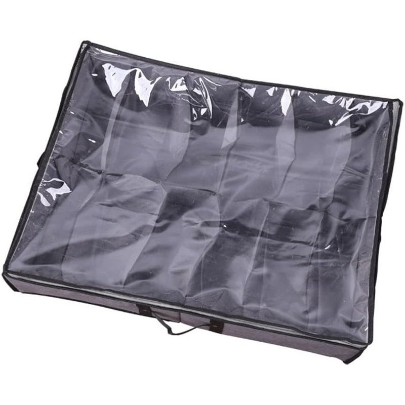 4PCS,Under-bed storage box with drawer-style clothes and garments storage box, toy organizing bag, flat box under the bed, 39.37″ × 19.69″ × 7.09″(Black)