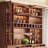 70.87" Solid Wood Wine Cabinet, Glass Door Display Cabinet, Light Luxury Home Storage Cabinet