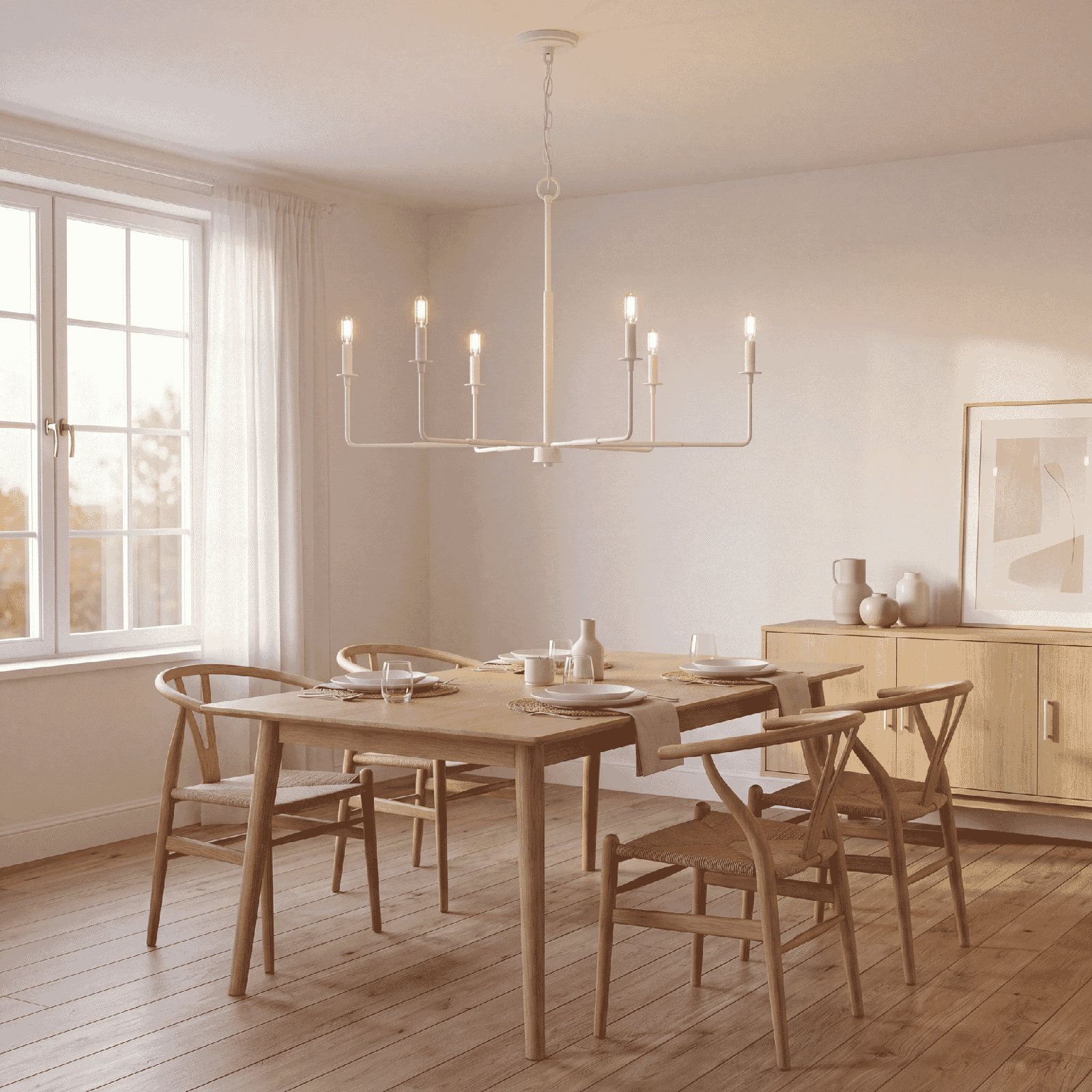 Alysa 6-Light Chandelier, Bisque White