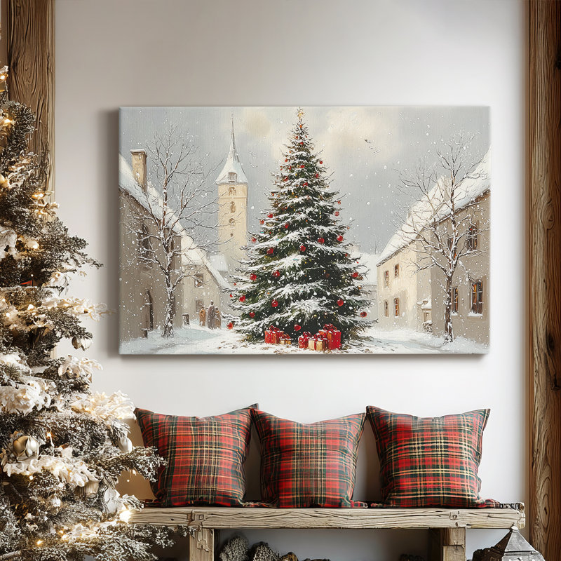 Toile tendue argentée Evergreen at Dawn - Premium Gallery, H 32 po x l 48 po