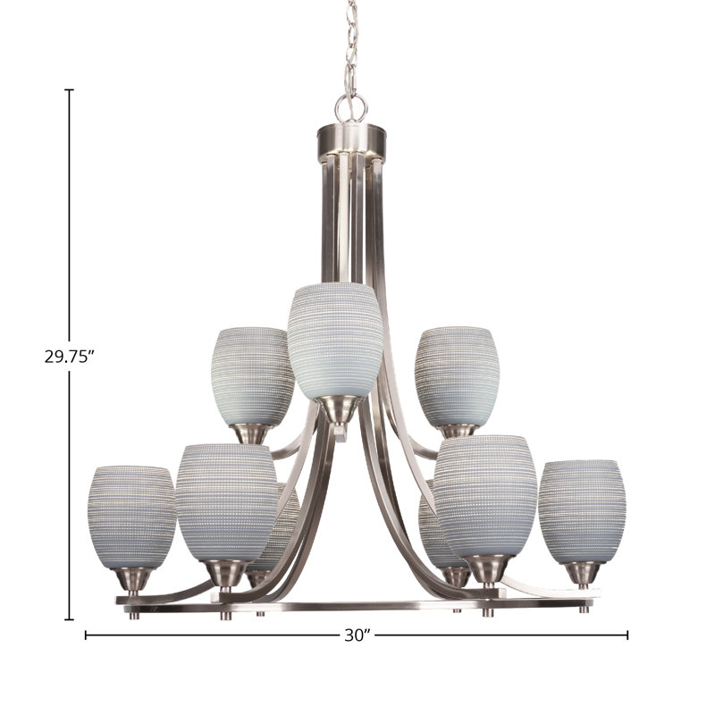 Lustre 9 lumières Michell, Blanc, Nickel brossé