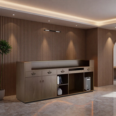 Comptoir de bar et bureau d'écriture de style rétro avec rangement - Bureau d'accueil multifonctionnel