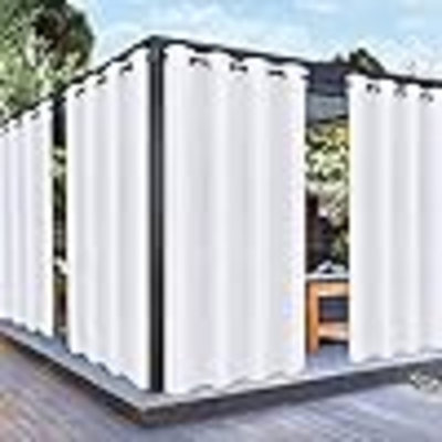 Outdoor Curtains For Patio Waterproof Weatherproof, UV And Fade Resistant Outside Curtains For Gazebo, Front Porch, Pergola, Sun Blocking Privacy Curtain, 52W X 84L Inch, 1 Panel, White