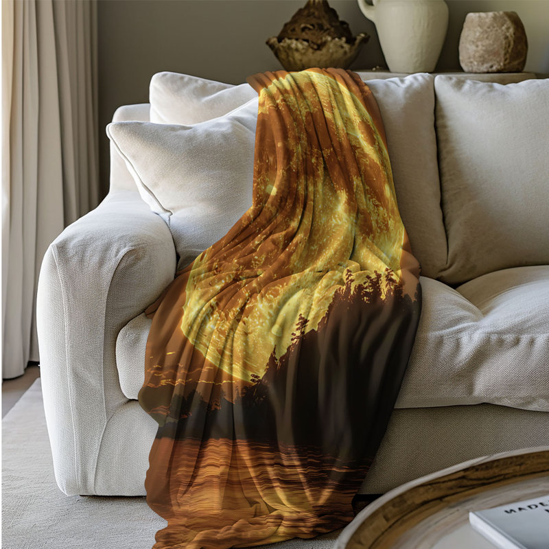 Élégance lunaire - couverture en sherpa de qualité supérieure 1 pièce - reproduction d'art luxueuse, Lit simple