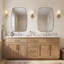 Miroir de salle de bain ovale moderne | Cadre en acier inoxydable-414513853-424648700