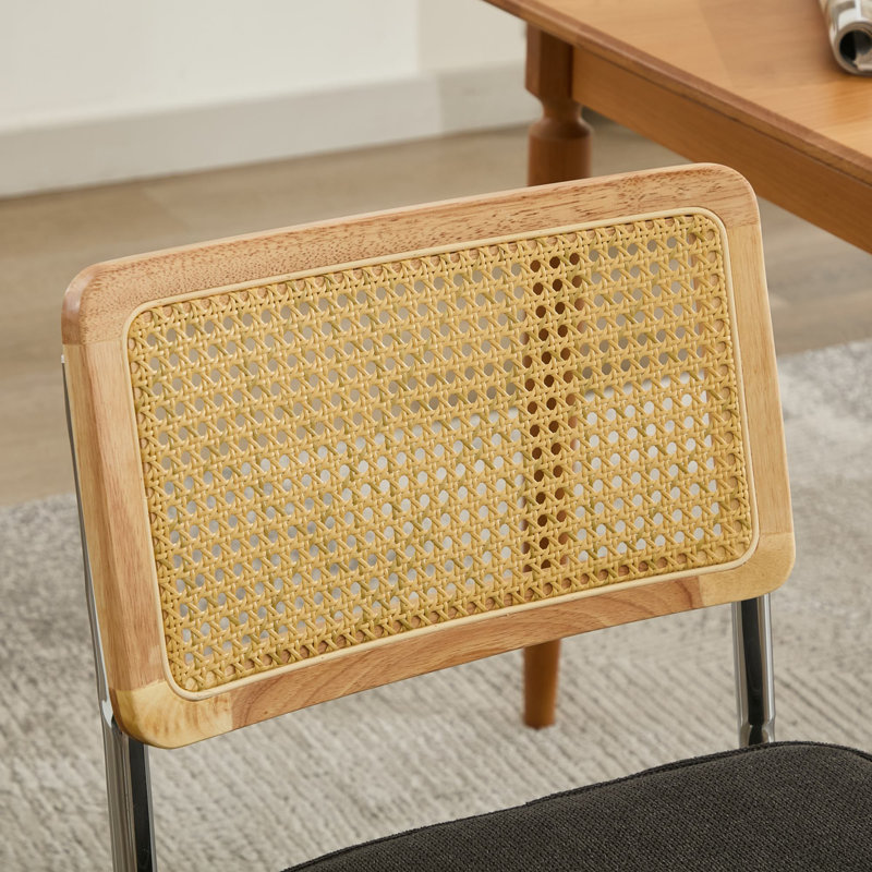 Ensemble de 2 chaises de salle à manger modernes Mid-Century, chaises d'appoint avec dossier en canne, Noir
