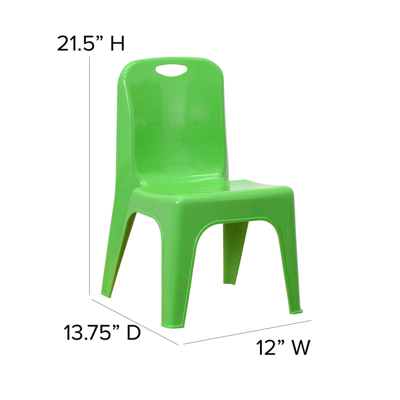 Green Plastic Armless Stackable School Chairs, 11" Seat Height