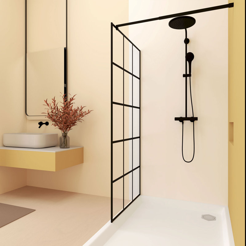 Portes de douche et de baignoire noires mates peu encombrantes, écran en verre trempé moderne