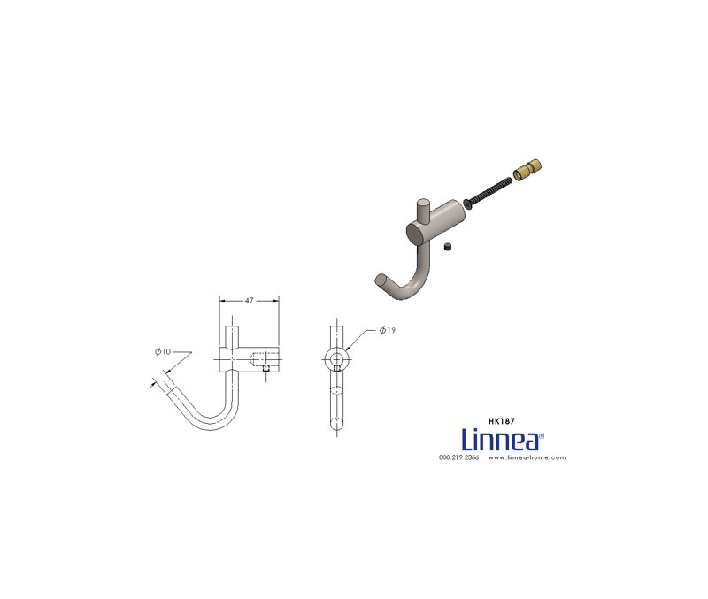 Single Robe Hook, Satin Stainless Steel