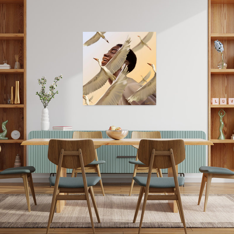 Joy, art d'oiseau contemporain, H 36 po x l 36 po