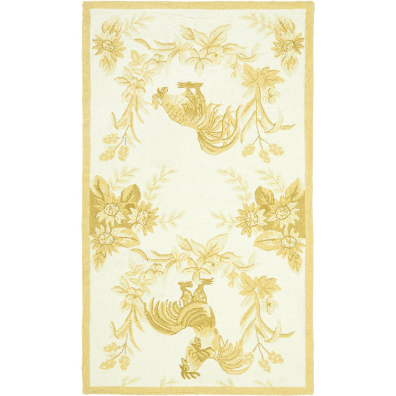 Kinchen Hand Hooked Wool Pile Abstract Rug, Rectangle 2'9" x 4'9"