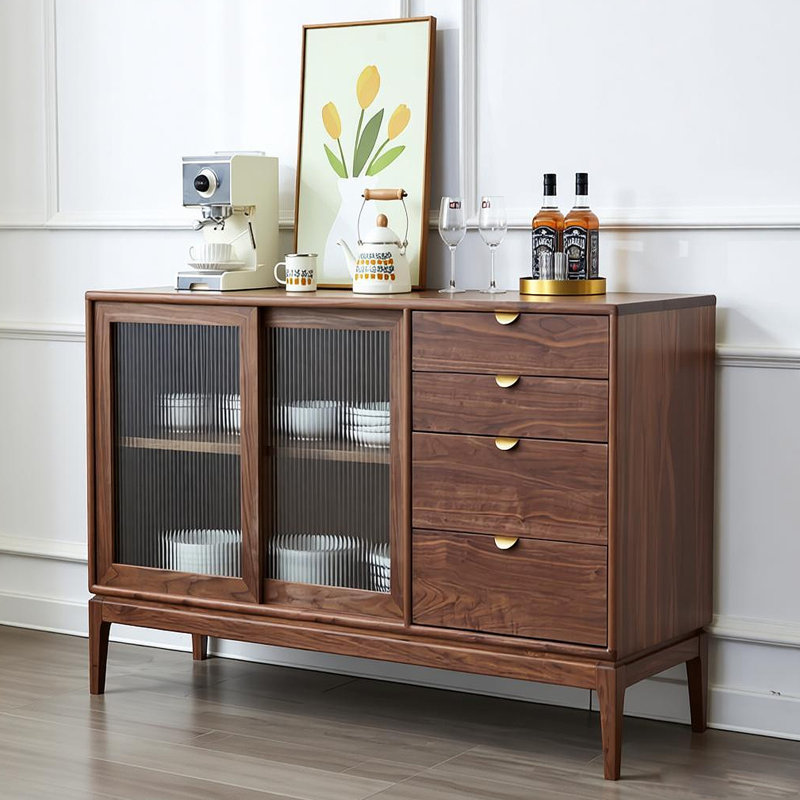 Armoire de rangement moderne à porte vitrée minimaliste, H 35,43 po x l 55,12 po x P 15,75 po