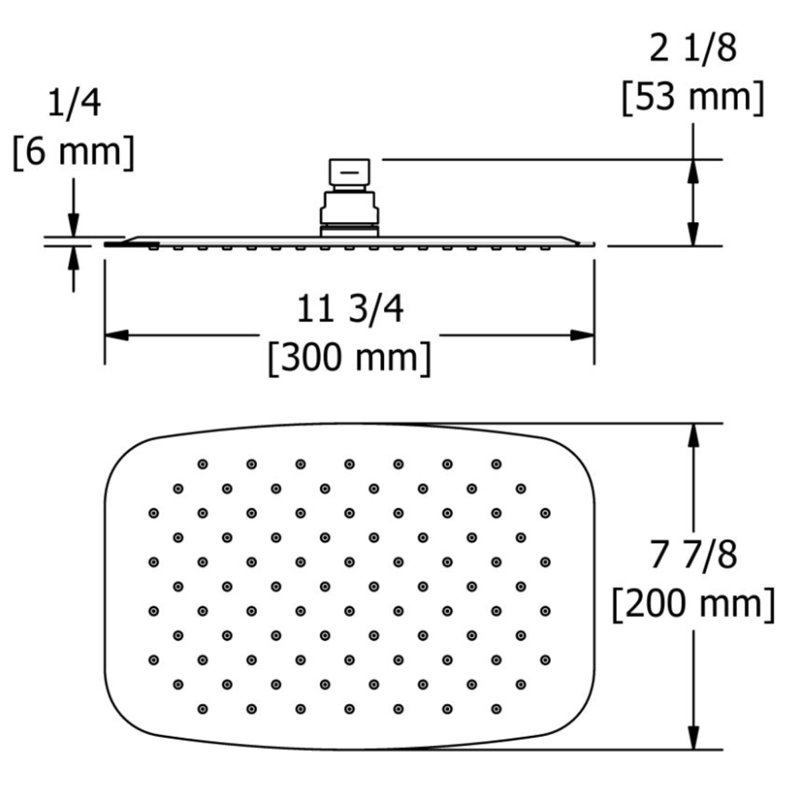 Pomme de douche à pluie 12 po x 8 po Riobel