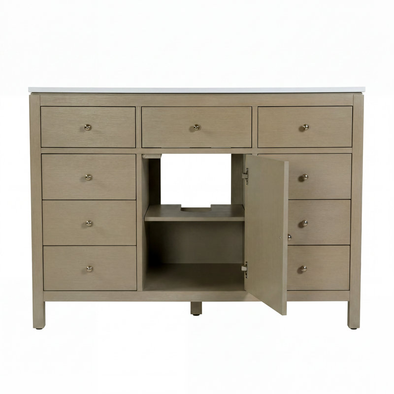 Nora 48 in. W Quartz Single Sink Bathroom Vanity Set, Antique Taupe