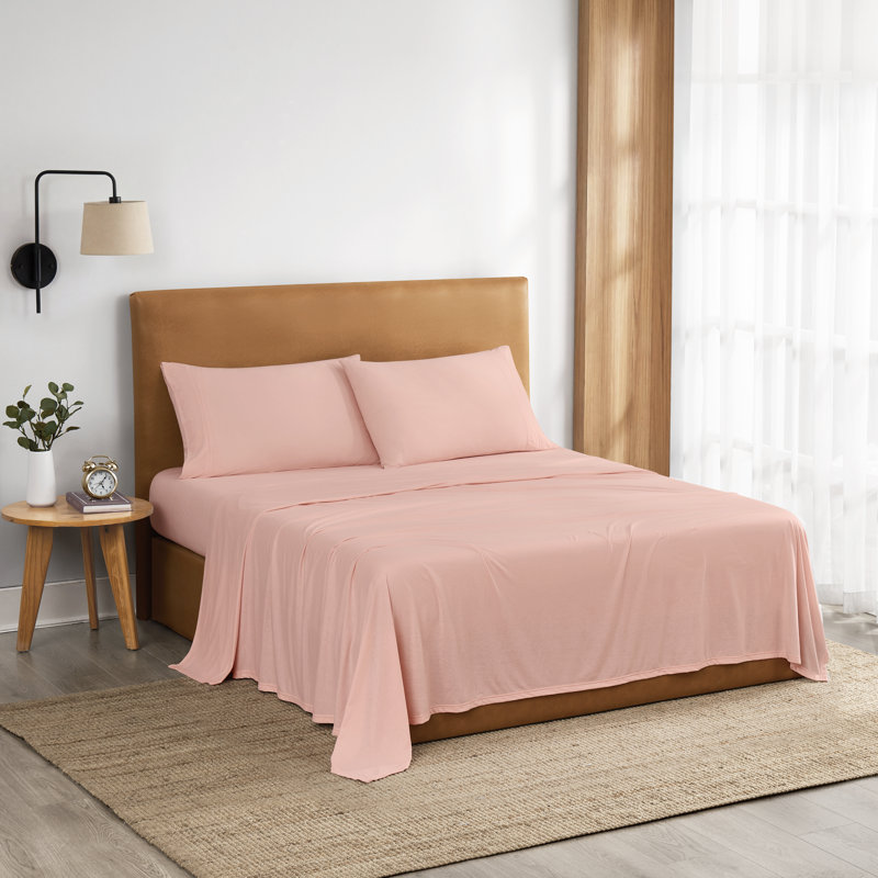 Ensemble de draps en jersey vraiment doux, Ensemble de draps pour grand lit, Rose