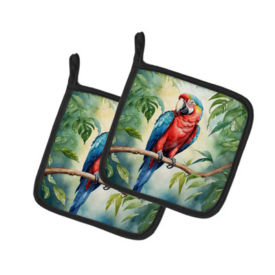 Macaw Parrot Pair of Pot Holders