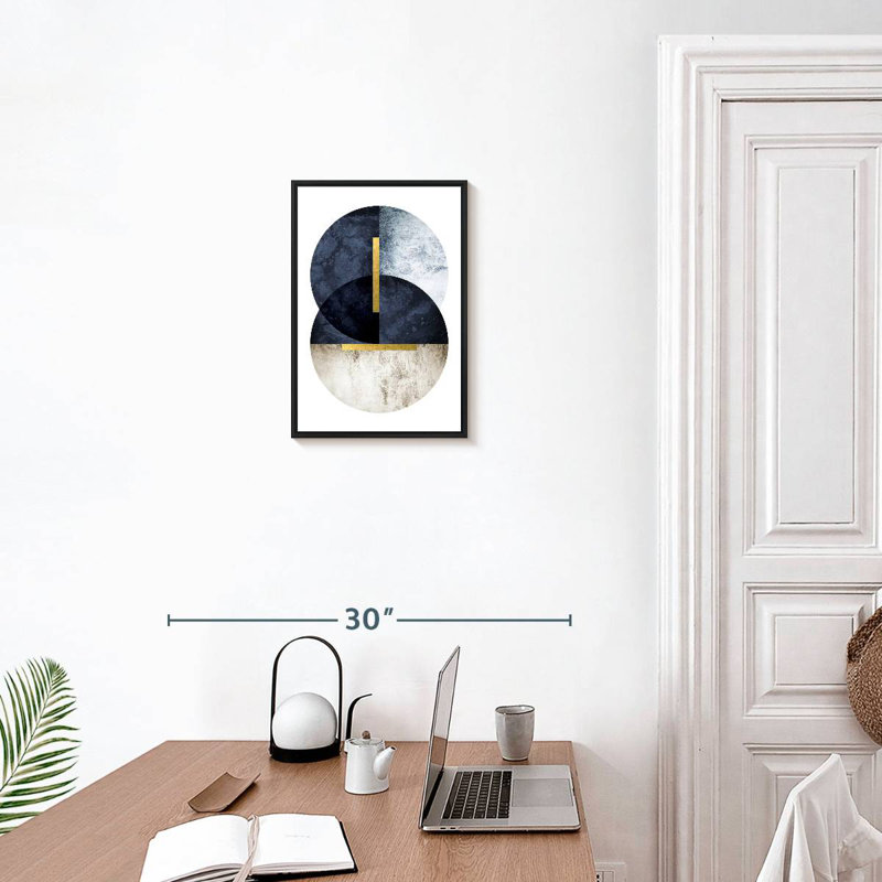 Bleu marine foncé, 13 po x 19 po, Cadre flottant noir