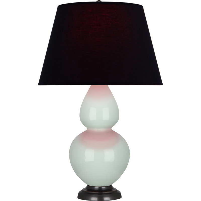 Lampe de table double gourde en céramique, Noir / Rouge, Céladon glacé / bronze, Bronze