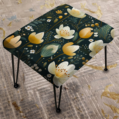 Serene Green Garden Blooms - Floral Rectangle Ottoman