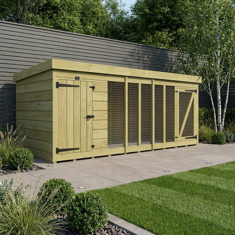 Total Sheds 10ft x 4ft Dog Run Short - Outdoor Dog Kennel - Pressure Treated Timber - UK Manufactured