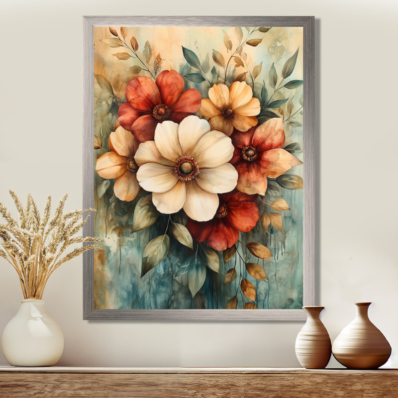 Hartley - Floral Wall Art, Argent argent, H 40 po x l 30 po, Reproduction encadrée d'une seule photo