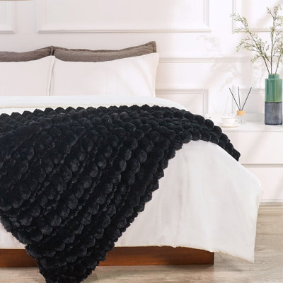 Spandex Striped Heavy Faux Fur Throw Blanket