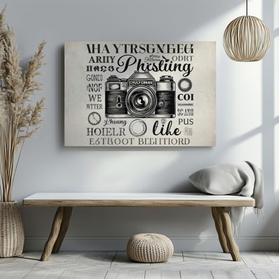 Canvas Create A Vintage Style Poster Featuring An Intricately Illustrated Retro Wall Art Camera In The Center Surrounded By A Textured Canvas Wall Art