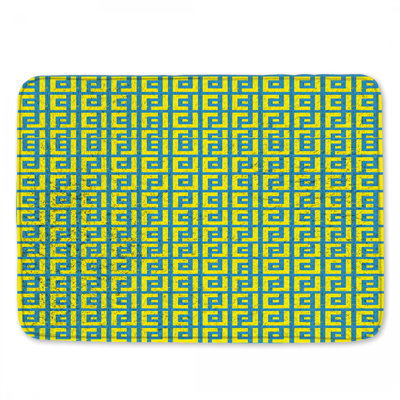 Blue Yellow Greek Key Bath Mat