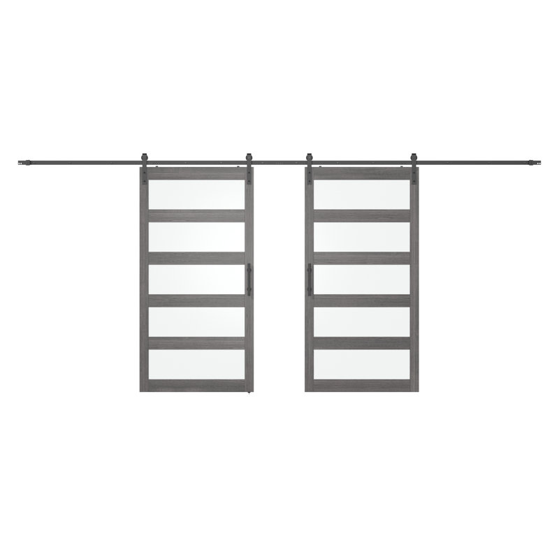 Porte de grange double 84 po, 84 po x 84 po, Gris