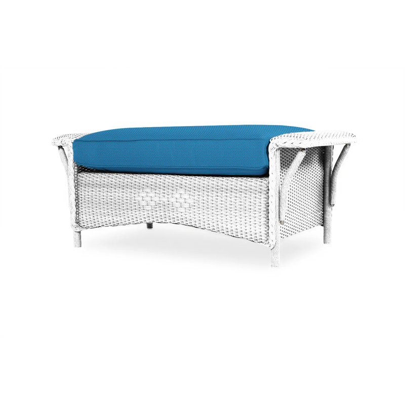 Nantucket Outdoor Ottoman, White, Demo Oatmeal