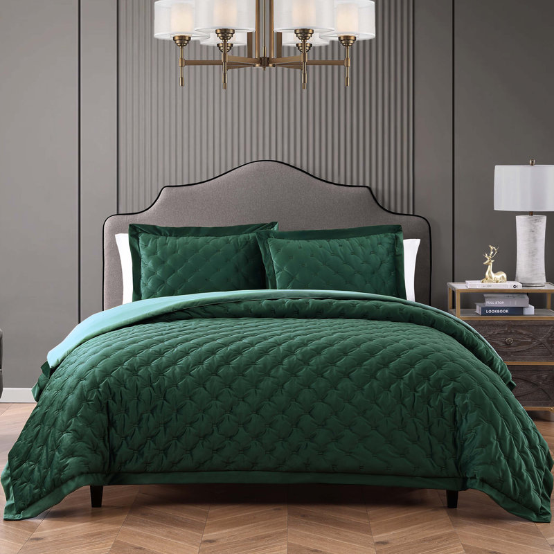 Bebejan 3 Piece Velvet Comforter Set, King, Brown