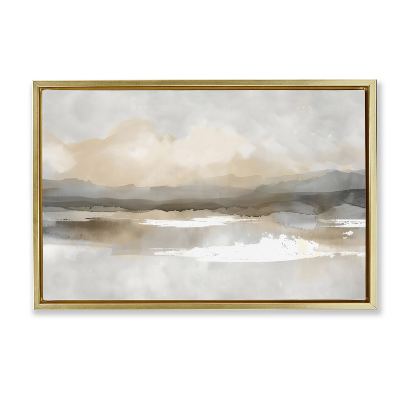 Cadre flottant Subtle Watercolor Mountains, conception par Creative Studio, H 21 po x l 31 po, Cadre flottant métallique doré