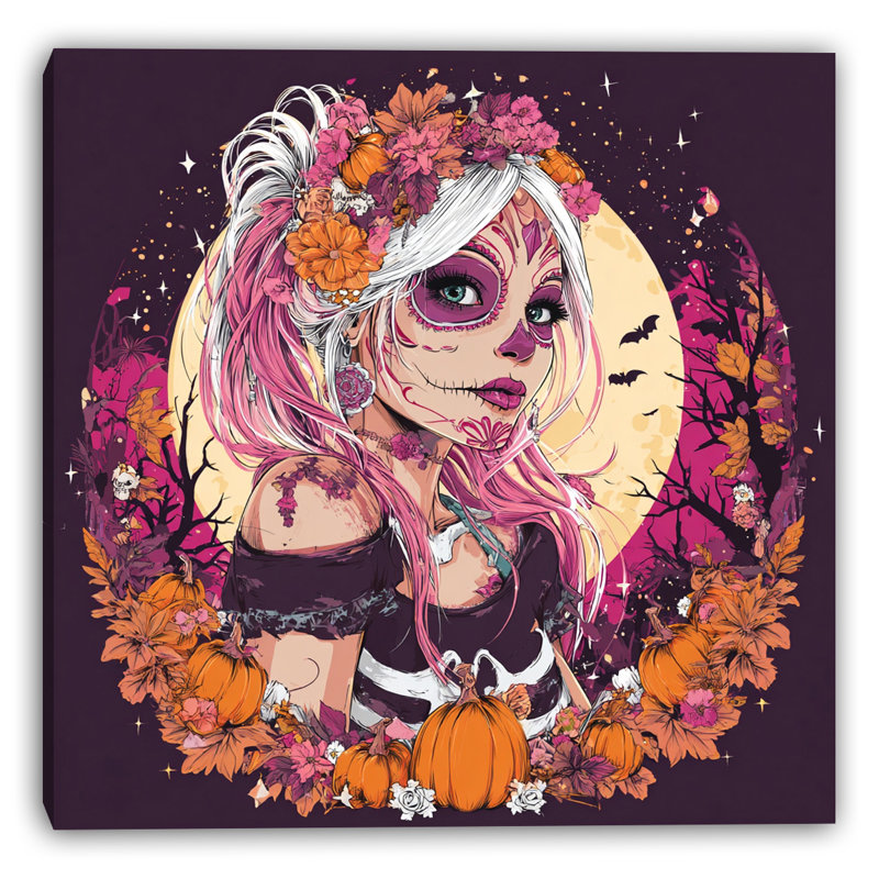 Lune d'automne, art mural toile tendue Calavera, H 20 po x l 20 po