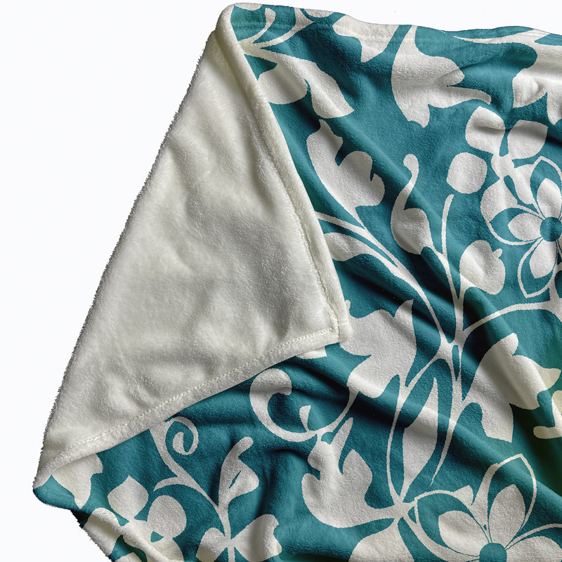 Jeté polaire floral, L 30 po x L 40 po, 1.75, Turquoise
