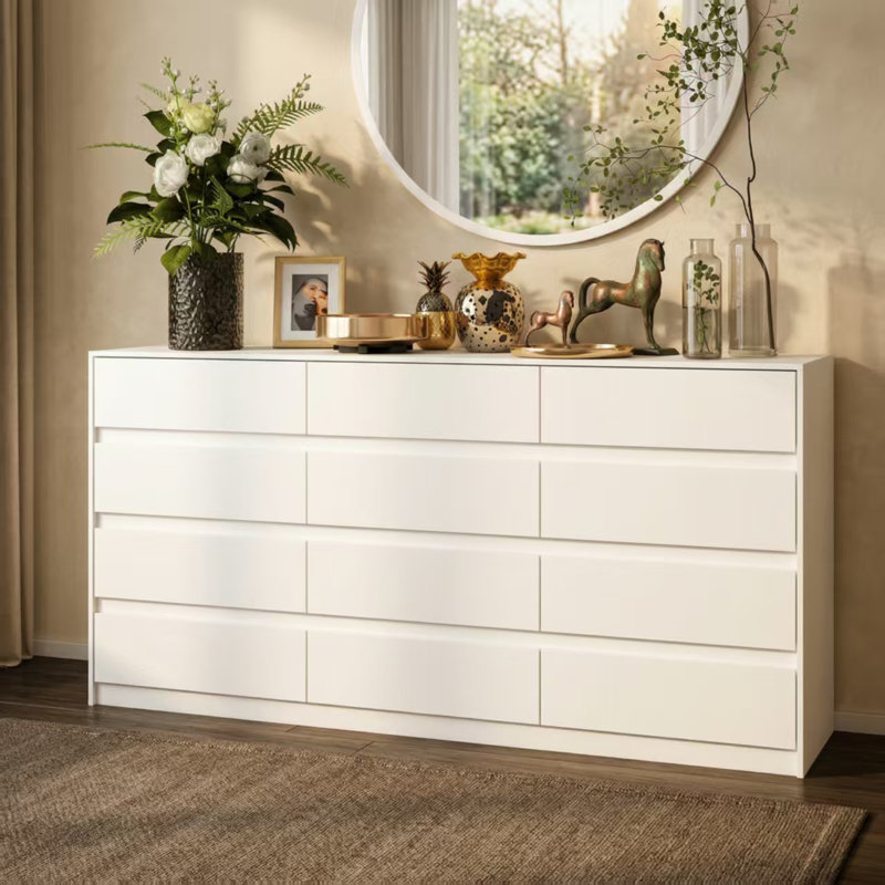 Commode 12 tiroirs Rhue, Blanc