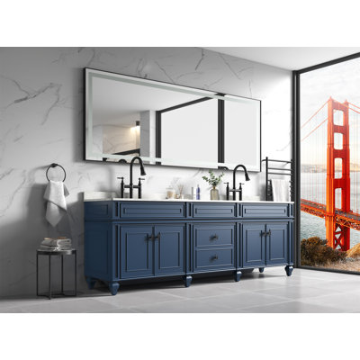Miroir de salle de bain 118 "x 36" à DEL avec cadre en aluminium