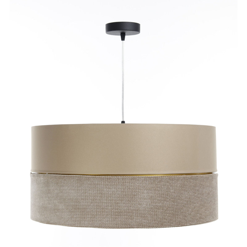 Roncy 1 - Light Drum Pendant, 102cm H x 40cm W x 40cm D, Beige/Gold