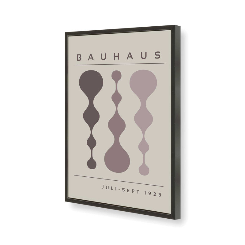 «Warm Taupe», affiche rétro Bauhaus, H 37 po x l 25 po, Noir satiné