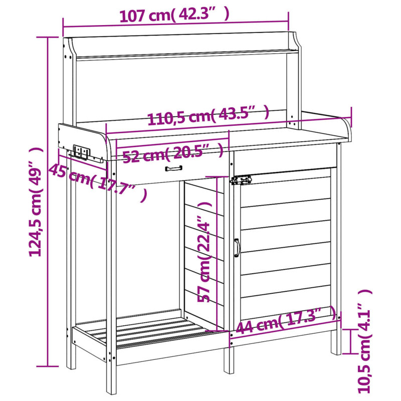 Wood Potting Bench, Grey