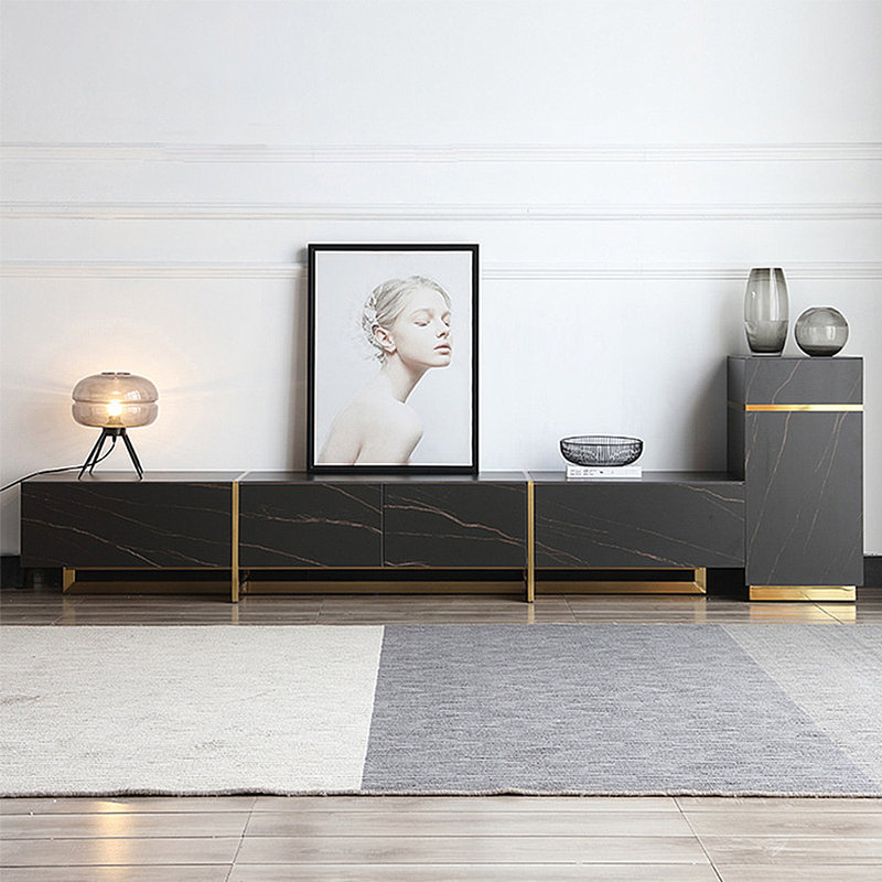 Meuble télé Modern, H 15,75 po x L 86,61 po x l 15,75 po, Noir
