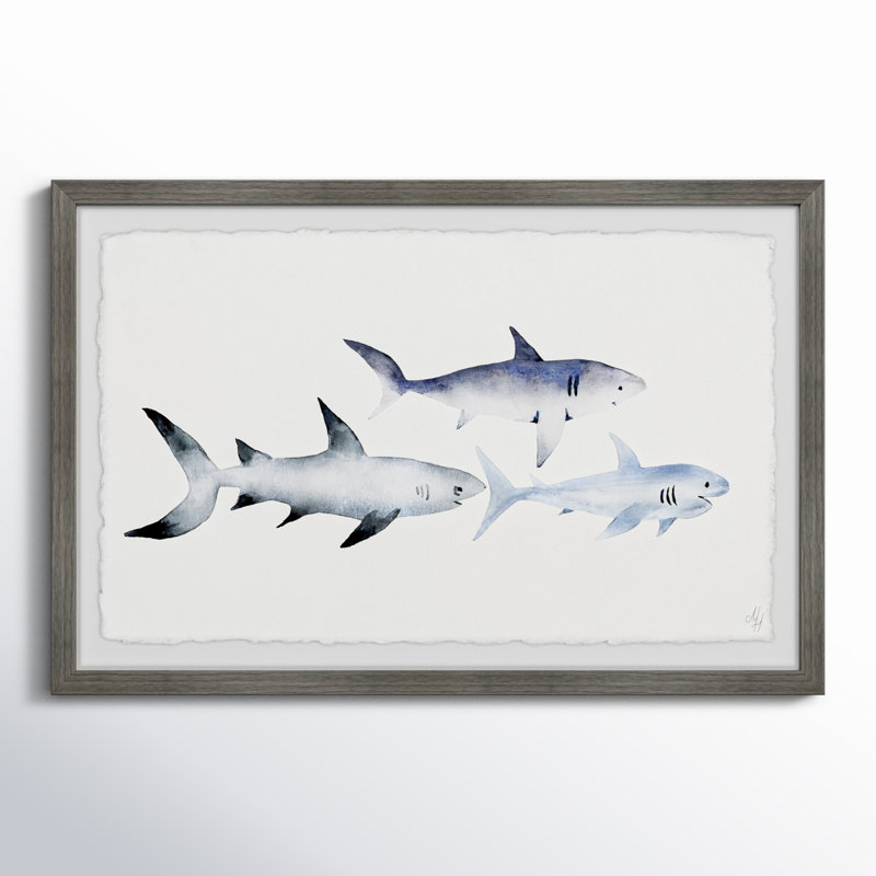 «Lemell 'Follow the Sharks», reproduction encadrée, H 24 po x l 36 po x P 1,5 po