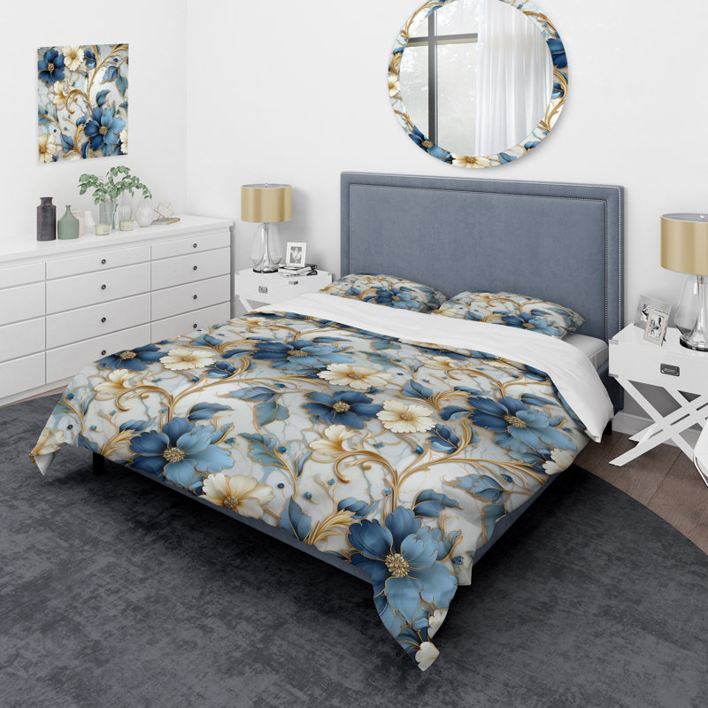 Literie rétro à motif de marbre I, Housse de couette simple + 1 taie décorative stan